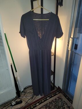 Women's Navy Short-Sleeve Jumpsuit Sz L/XL